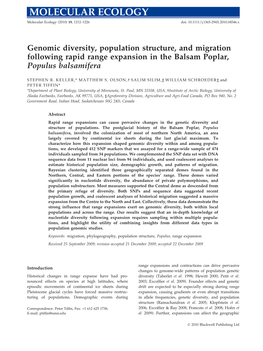 Genomic Diversity, Population Structure, and Migration Following Rapid Range Expansion in the Balsam Poplar, Populus Balsamifera