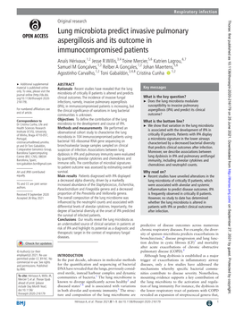 Lung Microbiota Predict Invasive Pulmonary Aspergillosis and Its Outcome in Immunocompromised Patients