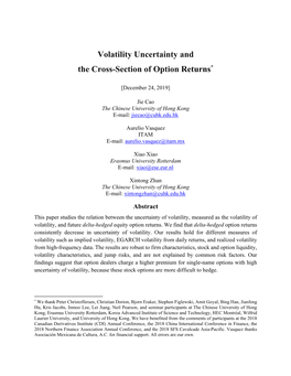 Volatility Uncertainty and the Cross-Section of Option Returns*