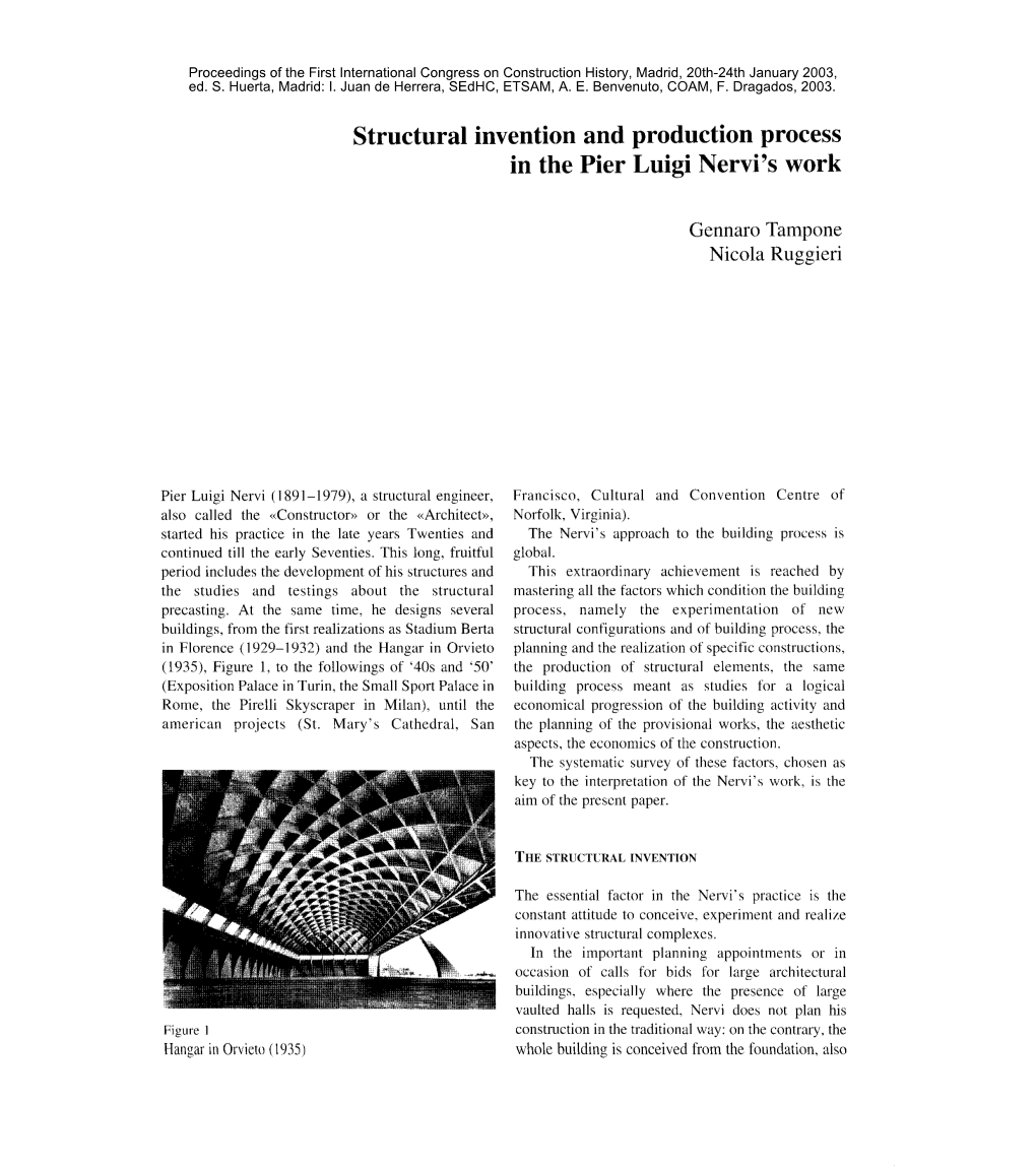 Structural Invention and Production Process in the Pier Luigi Nervi's Work