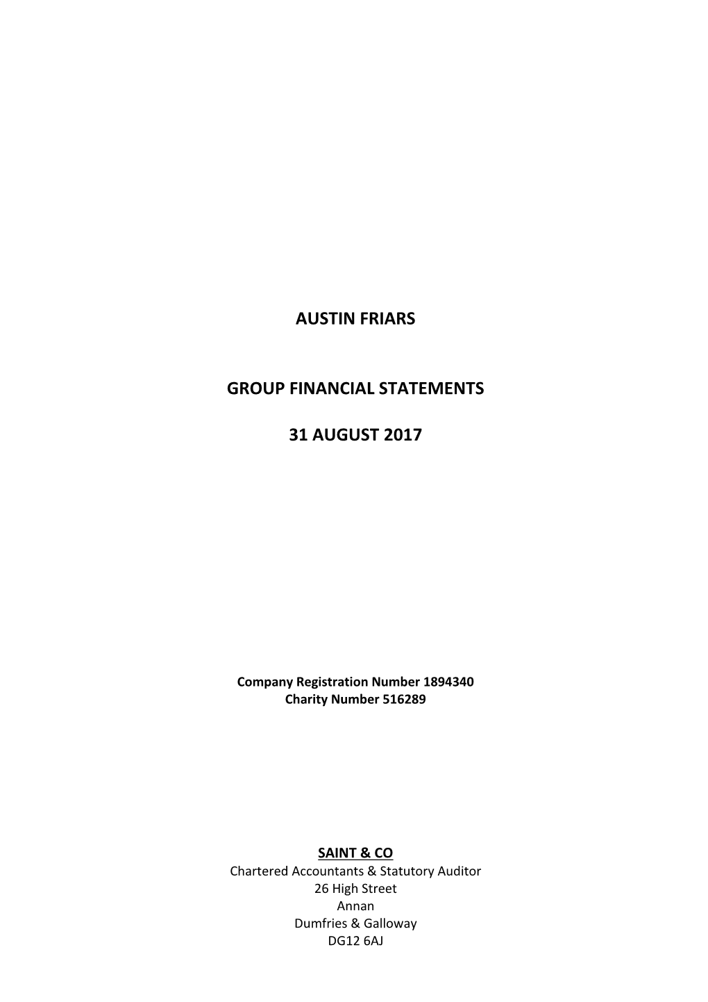 Austin Friars Group Financial Statements 31 August 2017