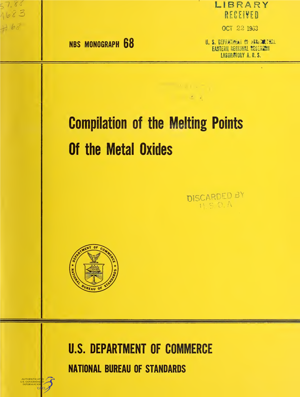 Compilation of the Melting Points of the Metal Oxides