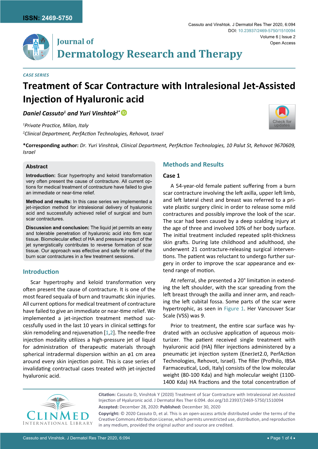 Treatment of Scar Contracture with Intralesional Jet-Assisted Injection