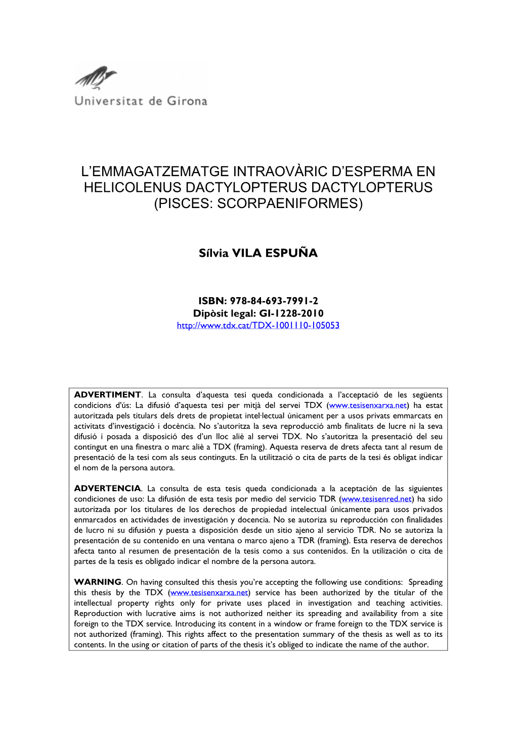 L'emmagatzematge Intraovàric D'esperma En Helicolenus