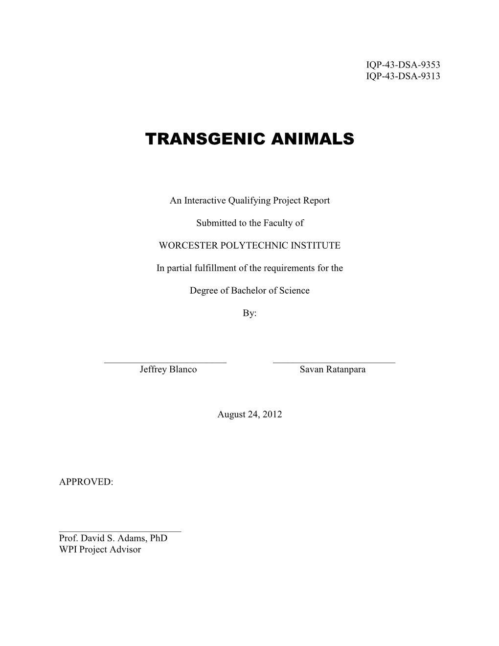 Transgenic Animals