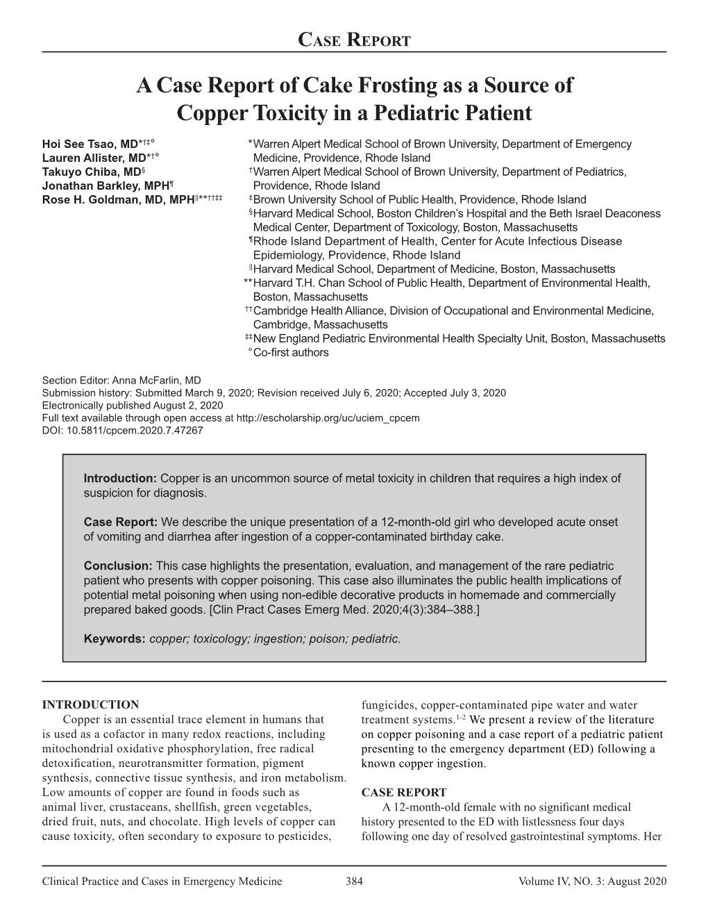 A Case Report of Cake Frosting As a Source of Copper Toxicity in a Pediatric Patient