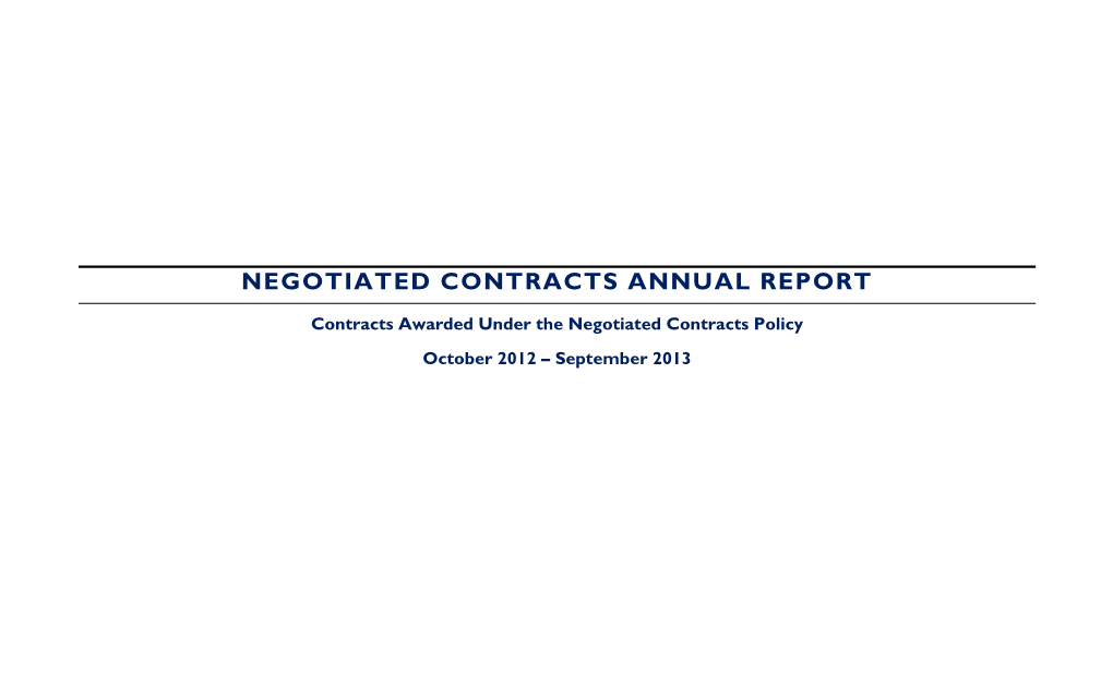 Negotiated Contracts Annual Report