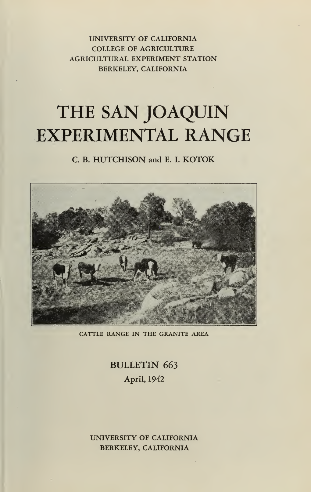 The San Joaquin Experimental Range