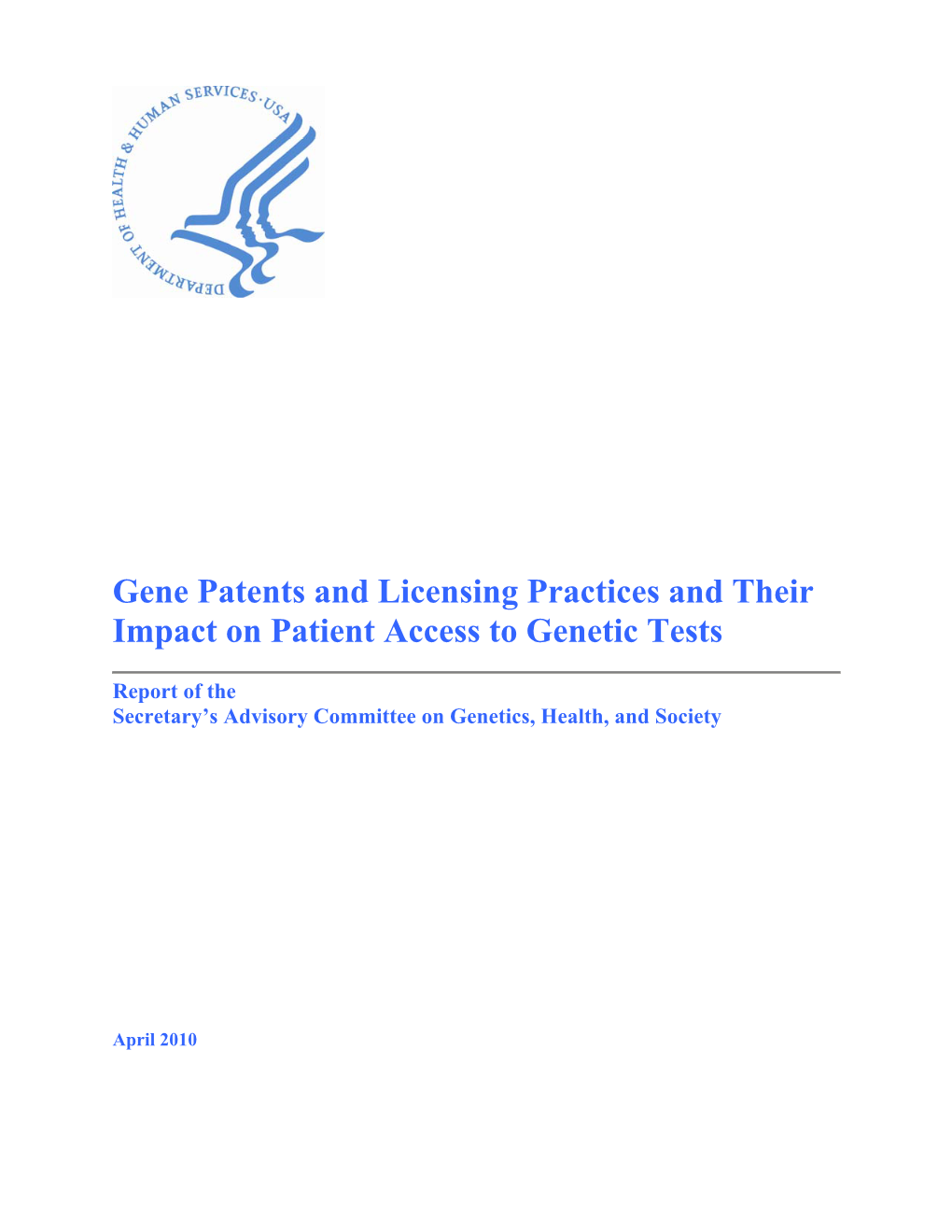 SACGHS Report on Gene Patents And