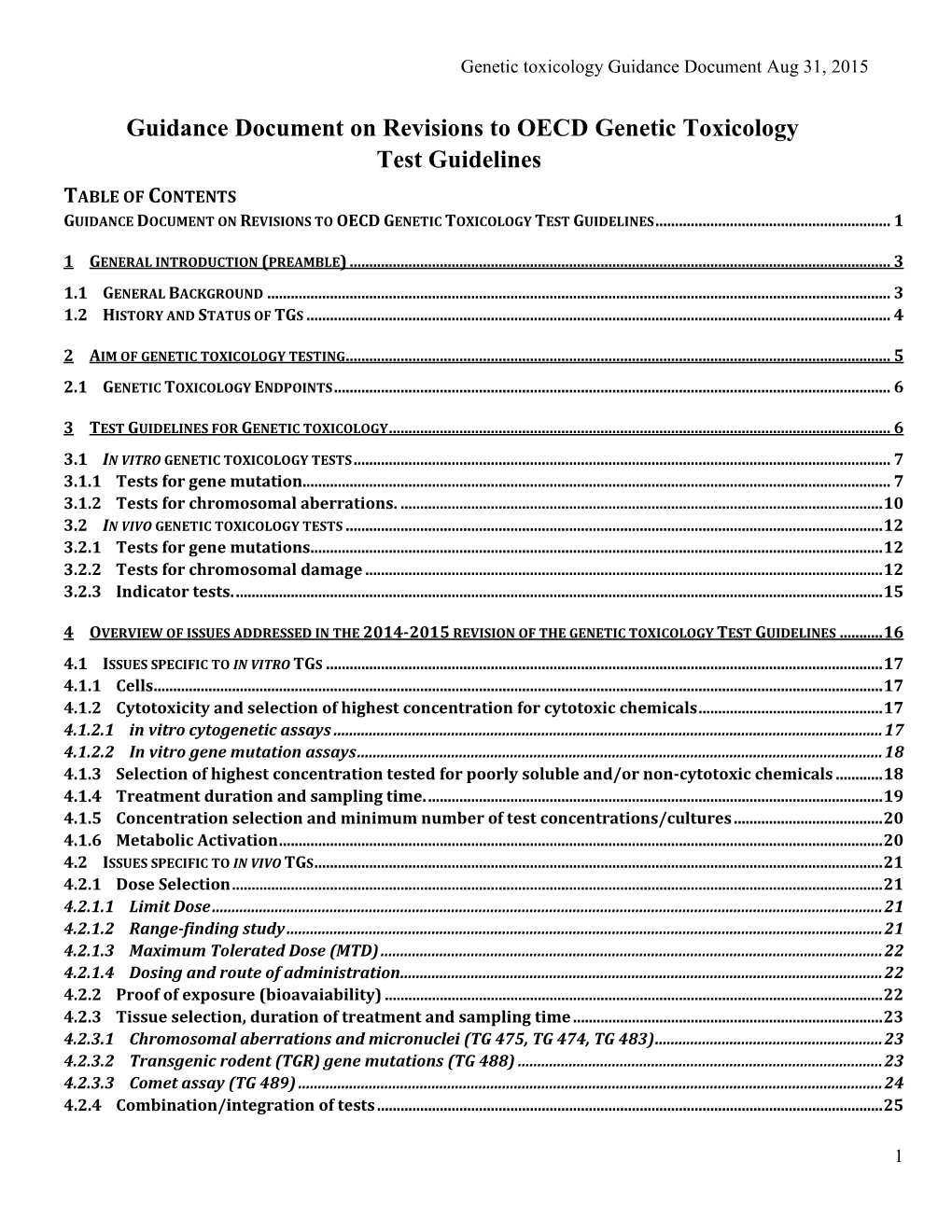 Guidance Document on Revisions to OECD Genetic Toxicology Test