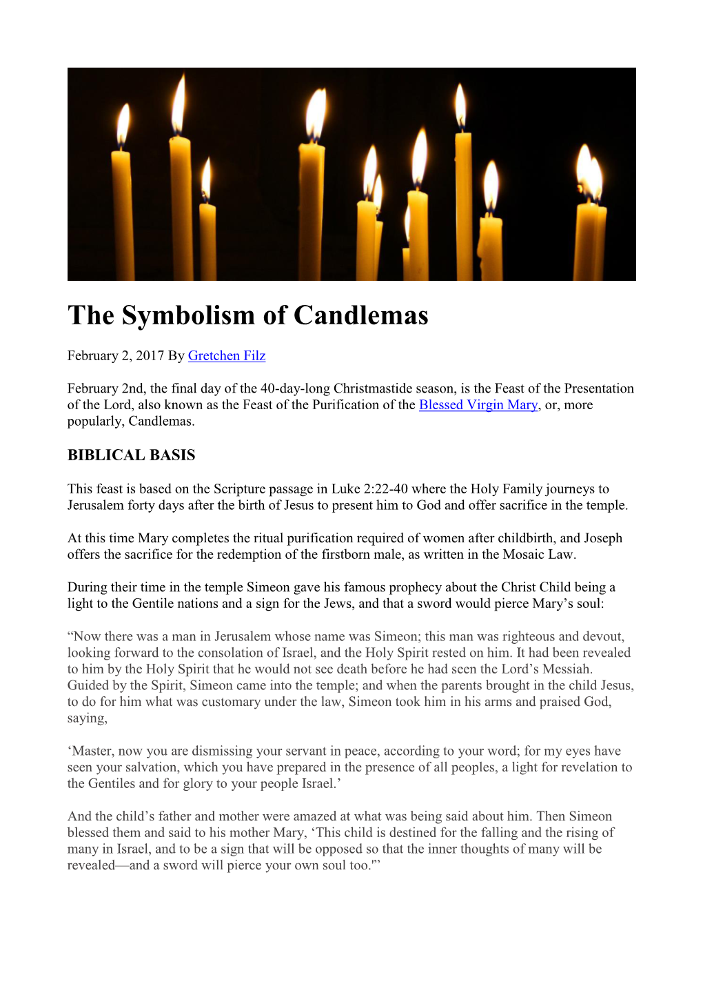 The Symbolism of Candlemas