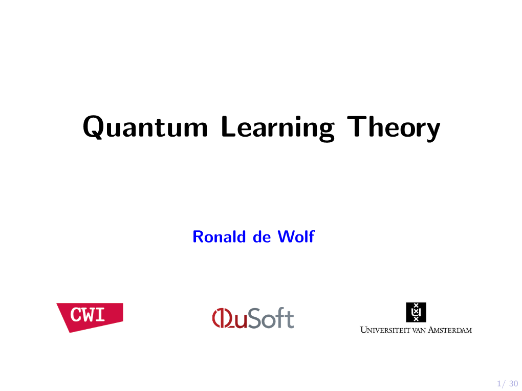 Quantum Learning Theory