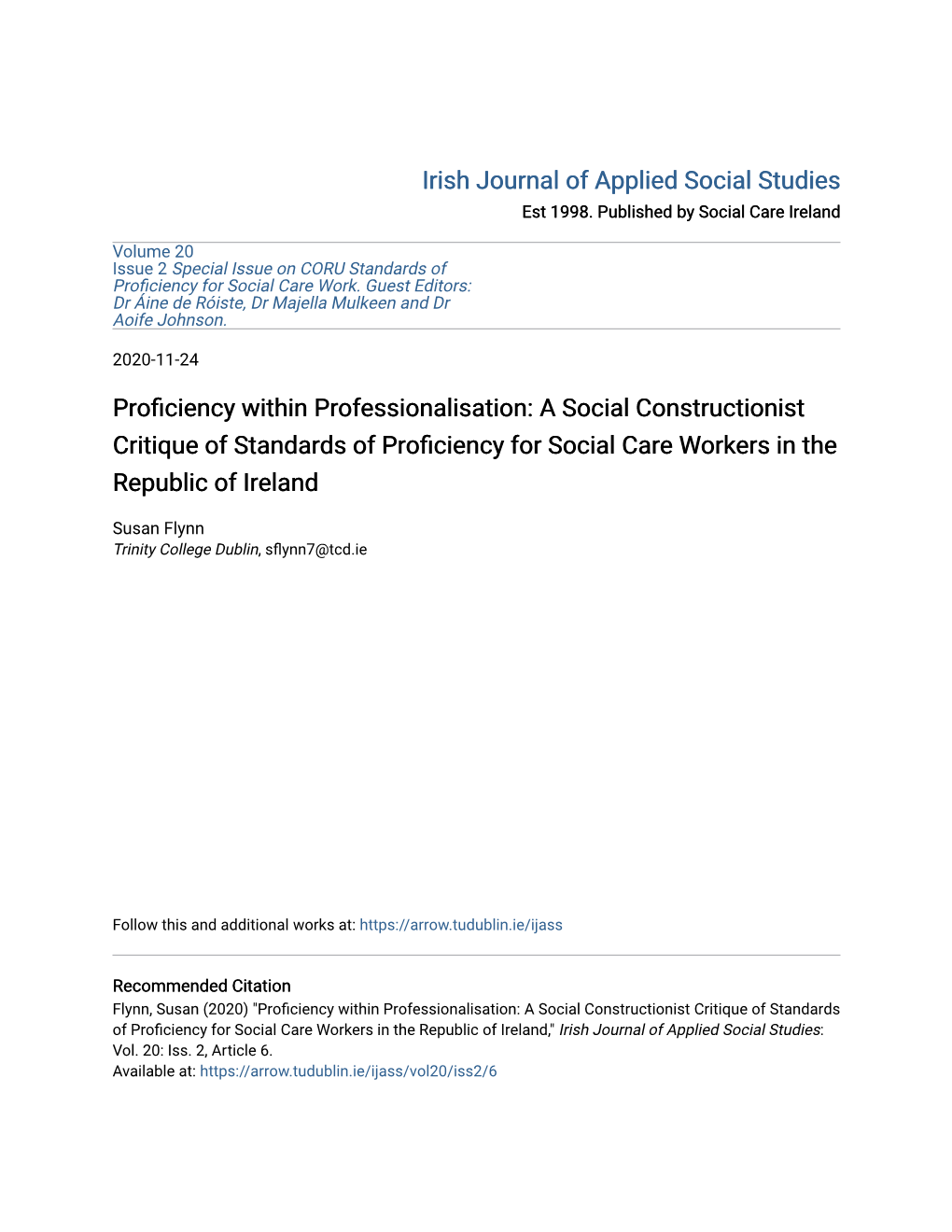 Proficiency Within Professionalisation: a Social Constructionist Critique of Standards of Proficiency for Social Care Workers in the Republic of Ireland