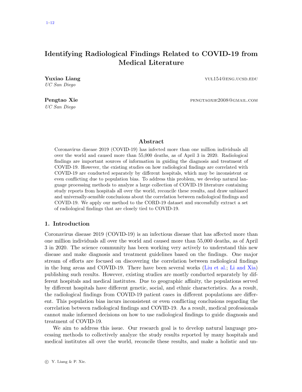 Identifying Radiological Findings Related to COVID-19 from Medical Literature