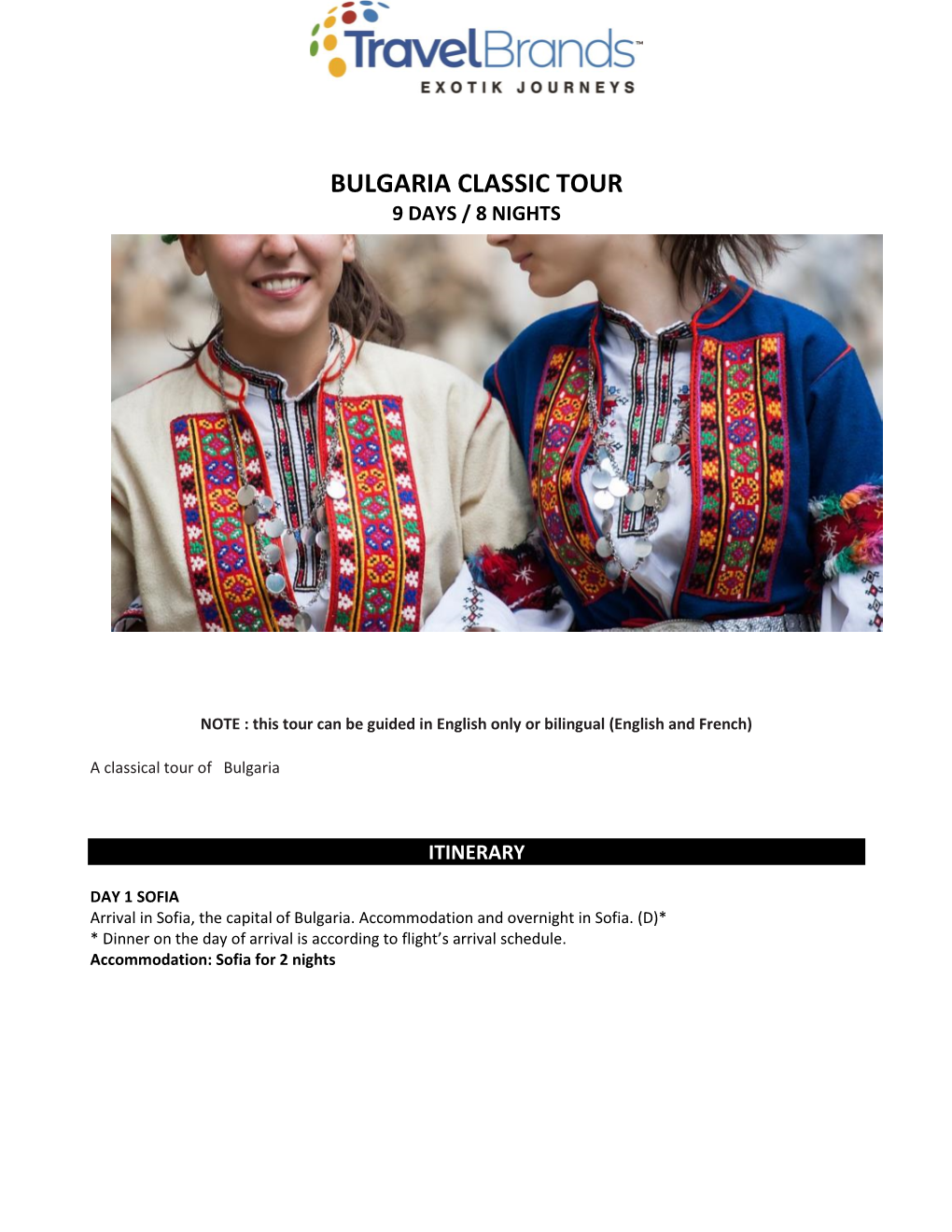 Bulgaria Classic Tour 9 Days / 8 Nights