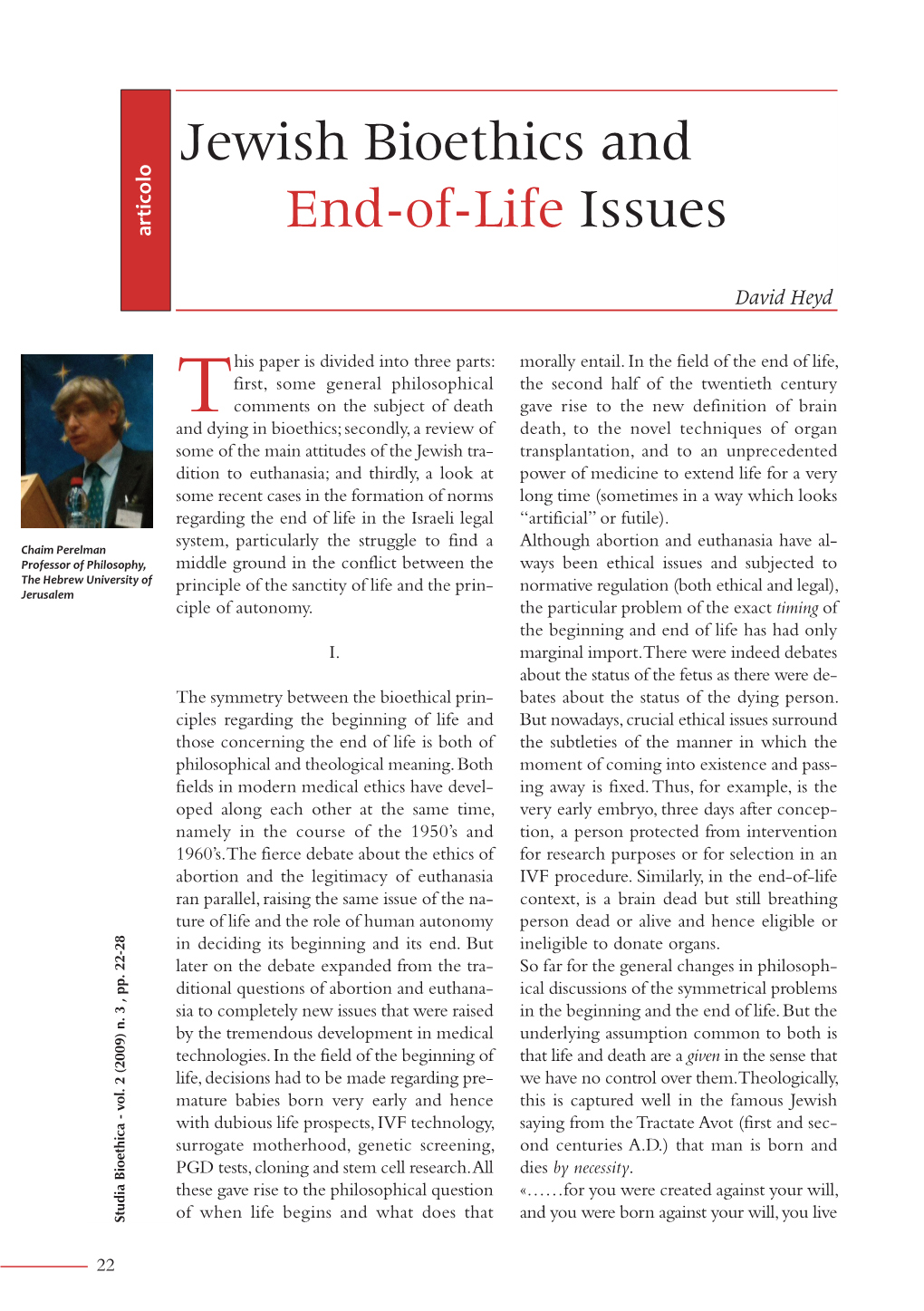 Jewish Bioethics and End-Of-Life Issues