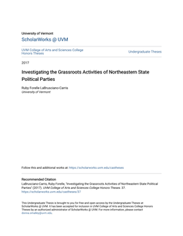 Investigating the Grassroots Activities of Northeastern State Political Parties