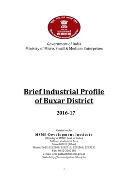 Brief Industrial Profile of Buxar District