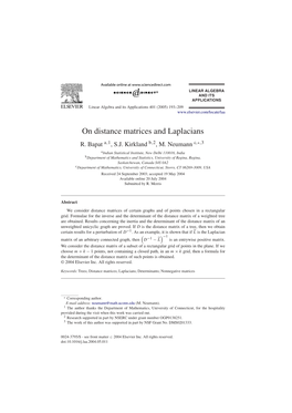 On Distance Matrices and Laplacians R