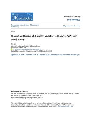 Theoretical Studies of C and CP Violation in $\Eta \To \Pi^+ \Pi^- \Pi^0$ Decay