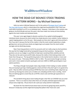 HOW the DEAD CAT BOUNCE STOCK TRADING PATTERN WORKS – by Michael Swanson