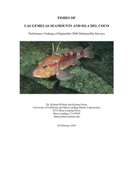 Fishes of Las Gemelas Seamounts and Isla Del Coco