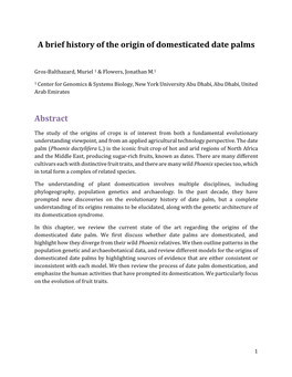 A Brief History of the Origin of Domesticated Date Palms