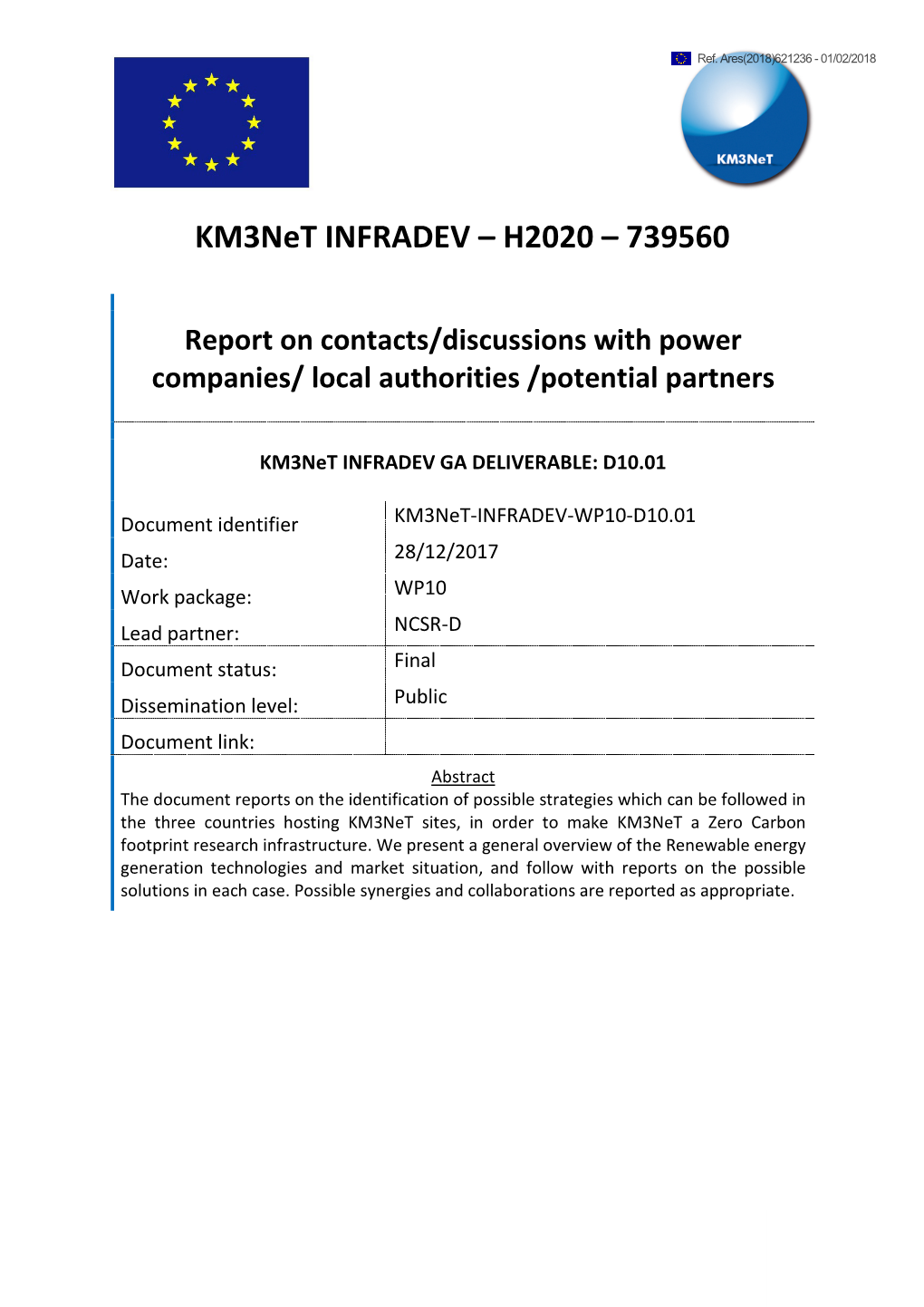 Km3net INFRADEV – H2020 – 739560