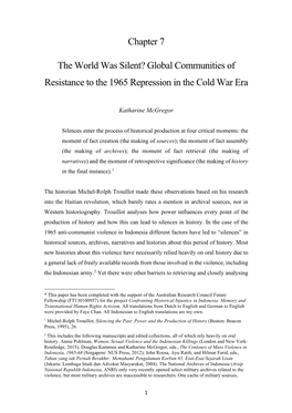 Global Communities of Resistance to the 1965 Repression in the Cold War Era