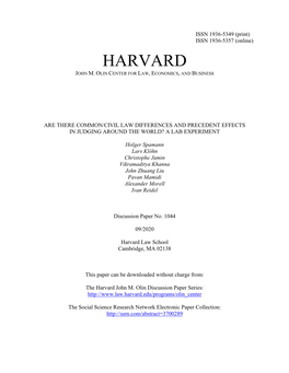 Are There Common/Civil Law Differences and Precedent Effects in Judging Around the World? a Lab Experiment