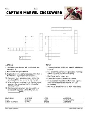 Captain Marvel Crossword