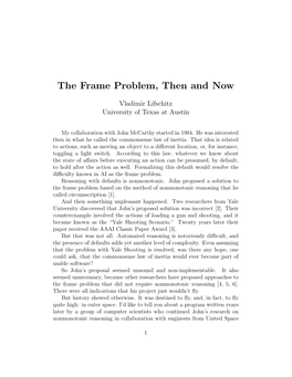 The Frame Problem, Then and Now