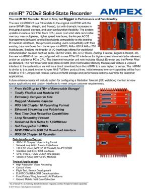 Minir 700V2 Ampex Spec Sheet Preliminary.Indd