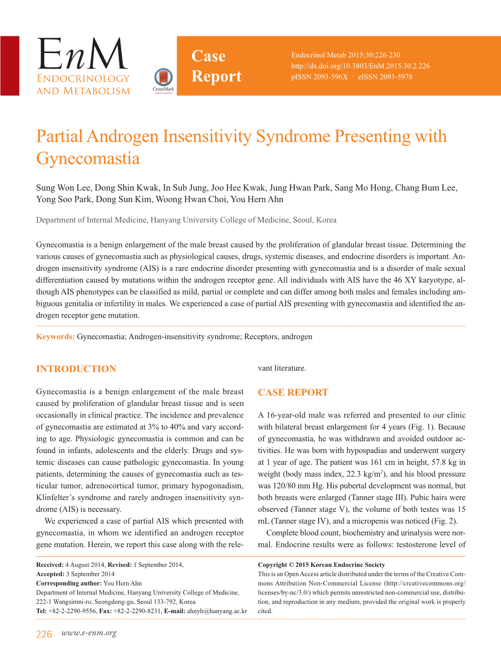 Partial Androgen Insensitivity Syndrome Presenting with Gynecomastia