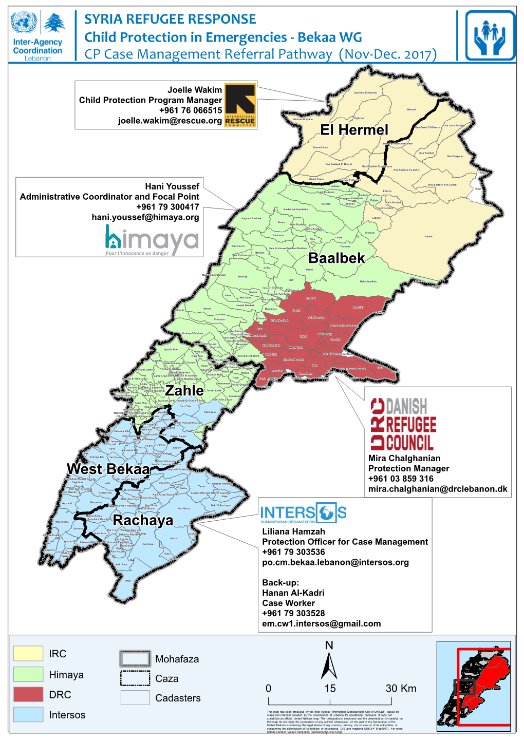 Baalbek Zahle Rachaya El Hermel West Bekaa SYRIA REFUGEE RESPONSE Child Protection in Emergencies