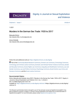 Murders in the German Sex Trade: 1920 to 2017