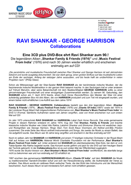 RAVI SHANKAR - GEORGE HARRISON Collaborations
