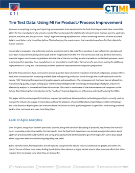 Tire Test Data: Using MI for Product/Process Improvement