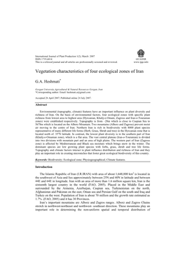 Vegetation Characteristics of Four Ecological Zones of Iran