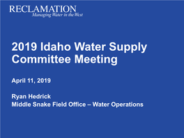 Idaho Water Supply Committee Meeting