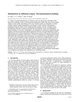 Delamination in Collisional Orogens: Thermomechanical Modeling K