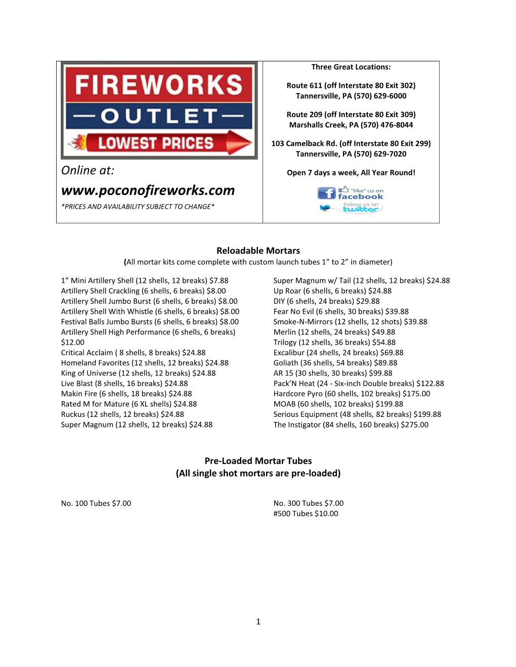 Fireworks Outlet Catalog 2020