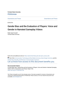 Gender Bias and the Evaluation of Players: Voice and Gender in Narrated Gameplay Videos