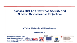 Somalia 2020 Post Deyr Seasonal Food Security and Nutrition