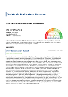 2020 Conservation Outlook Assessment