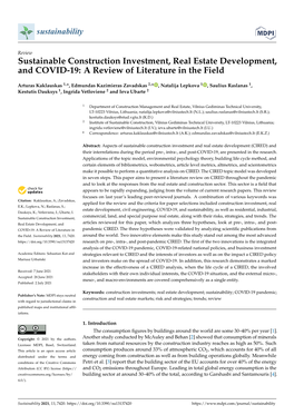 Sustainable Construction Investment, Real Estate Development, and COVID-19: a Review of Literature in the Field
