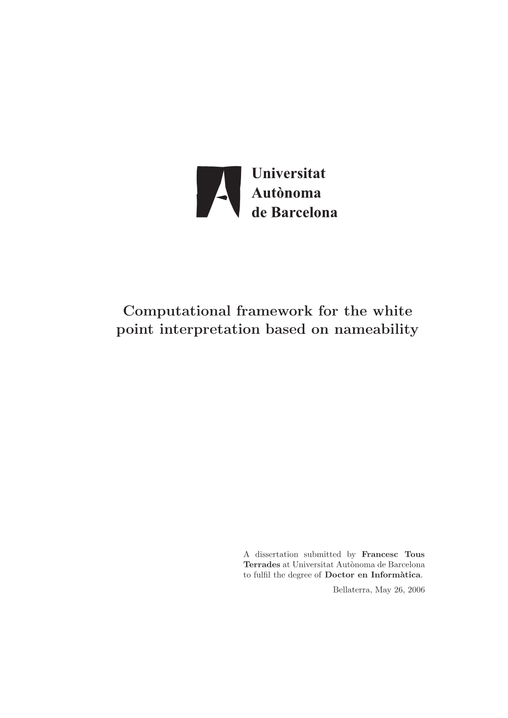 Computational Framework for the White Point