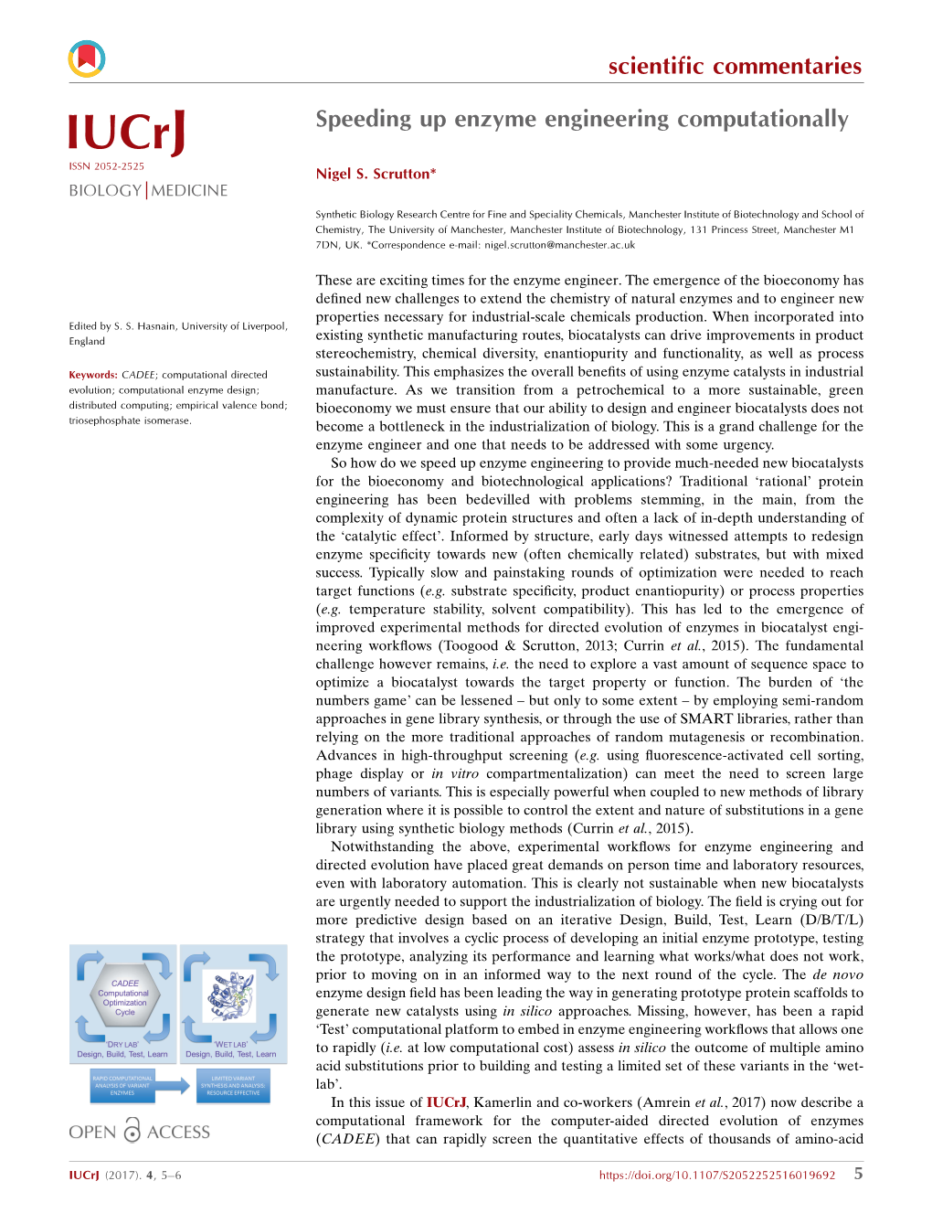 Speeding up Enzyme Engineering Computationally ISSN 2052-2525 Nigel S