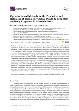 Optimization of Methods for the Production and Refolding of Biologically Active Disulfide Bond-Rich Antibody Fragments in Microb