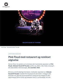 Pink Floyd Med Restaurert Og Remikset Utgivelse